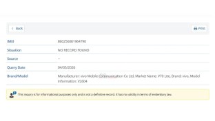 Les vivo V70 Lite 4G et Y05e sont certifiés sur le point de sortir