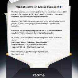 Realme annonce son retour sur le marché finlandais le 18 mai avec trois appareils