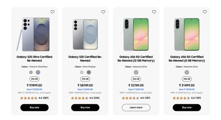 Samsung commence à vendre des smartphones officiellement reconditionnés en Inde