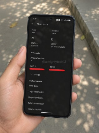Rien du téléphone (4b) Écran À propos du téléphone