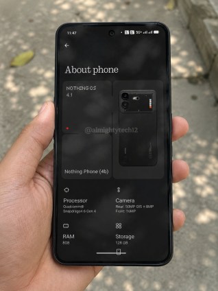 Rien du téléphone (4b) Écran À propos du téléphone