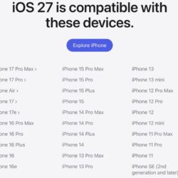 La liste de support d&rsquo;Apple pour iOS 27, iPadOS 27, macOS 27 et watchOS 27 est ici