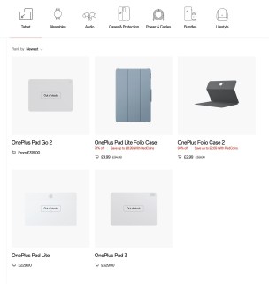 Tablettes et appareils portables OnePlus en rupture de stock sur OnePlus UK