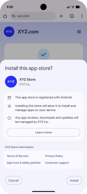 Le processus d'installation d'un App Store enregistré