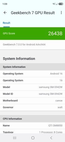 Test du Samsung Galaxy S26 Geekbench 7