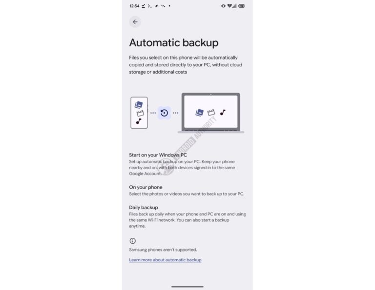 La prochaine fonctionnalité de sauvegarde automatique sur PC d&rsquo;Android exclut les appareils Samsung