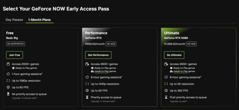 Nvidia GeForce Now est disponible en Inde avec les niveaux gratuit, Performance et Ultimate