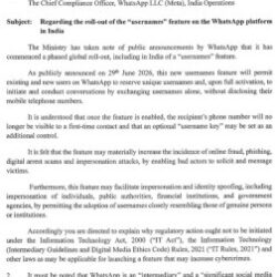 WhatsApp répond à l&rsquo;ordre du gouvernement indien de suspendre le déploiement prévu de sa fonctionnalité de nom d&rsquo;utilisateur