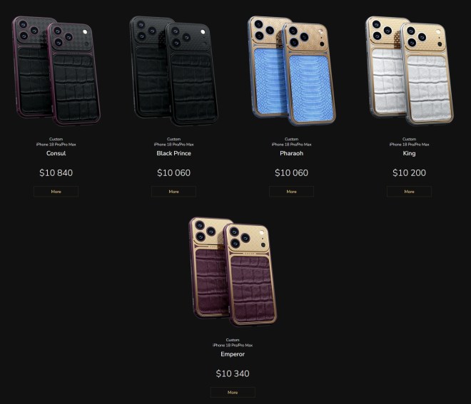 Gamme iPhone 18 Pro/18 Pro Max Caviar