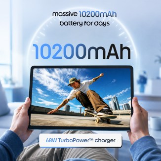 Le Moto Pad 70 dispose d’une batterie de 10 200 mAh et de quatre haut-parleurs Dolby Atmos