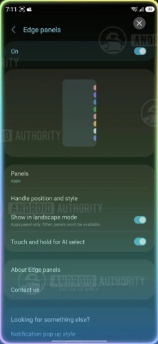 Téléchargement de Samsung One UI 9 beta 6 (à gauche), nouvelle option du panneau Edge (à droite)