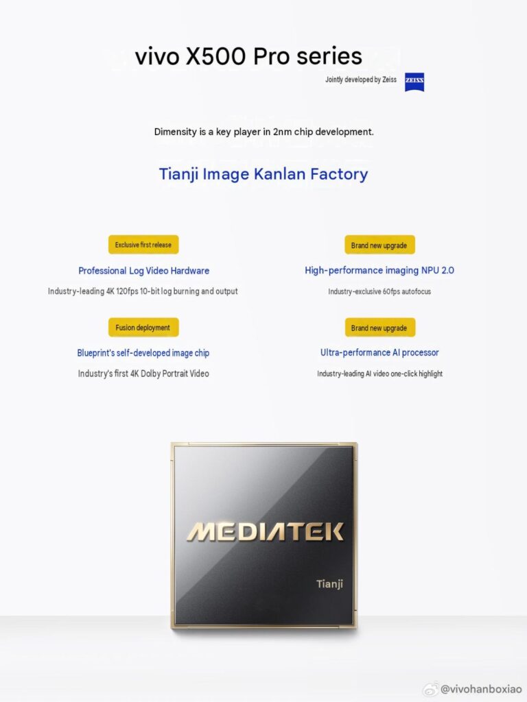 Il est confirmé que la série Vivo X500 Pro comportera un chipset MediaTek 2 nm
