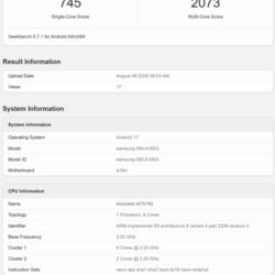 Le Samsung Galaxy A18 apparaît sur Geekbench avec des spécifications clés