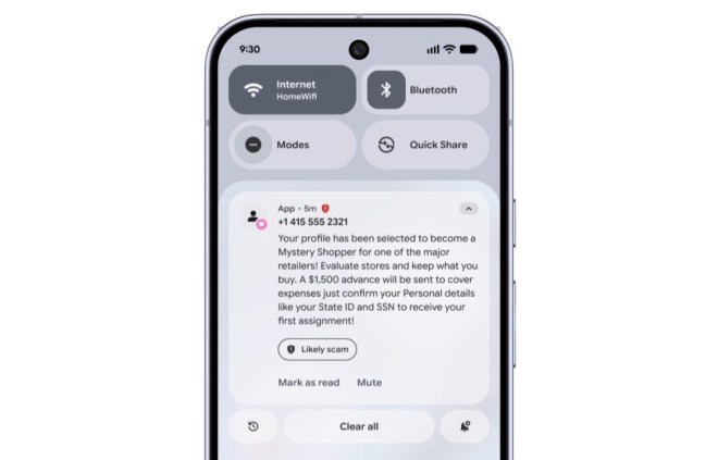Détection d'arnaque dans les notifications