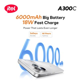 L'itel A300C dispose d'une batterie de 6 000 mAh avec une charge de 18 W