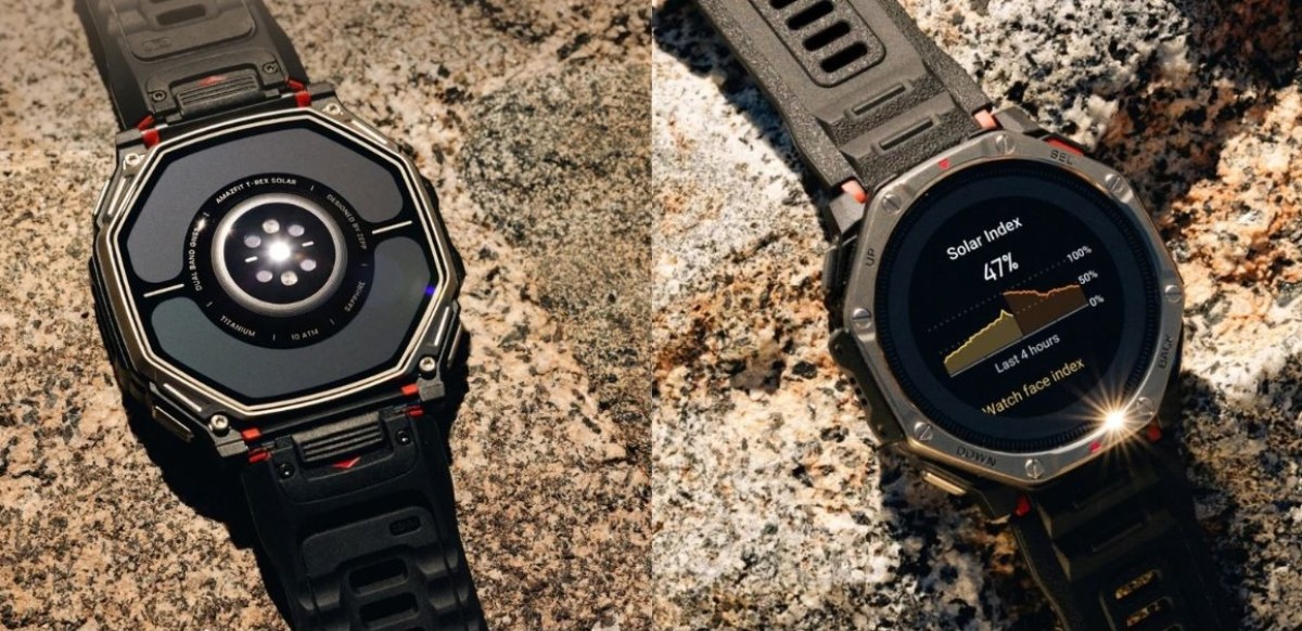 La montre intelligente T-Rex Dual Solar d'Amazfit offre une charge solaire double face