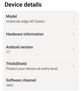 Mise à jour Motorola Edge 60 Fusion Android 17