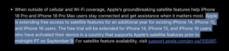 Apple étend les fonctionnalités satellite gratuites pour les anciens iPhones