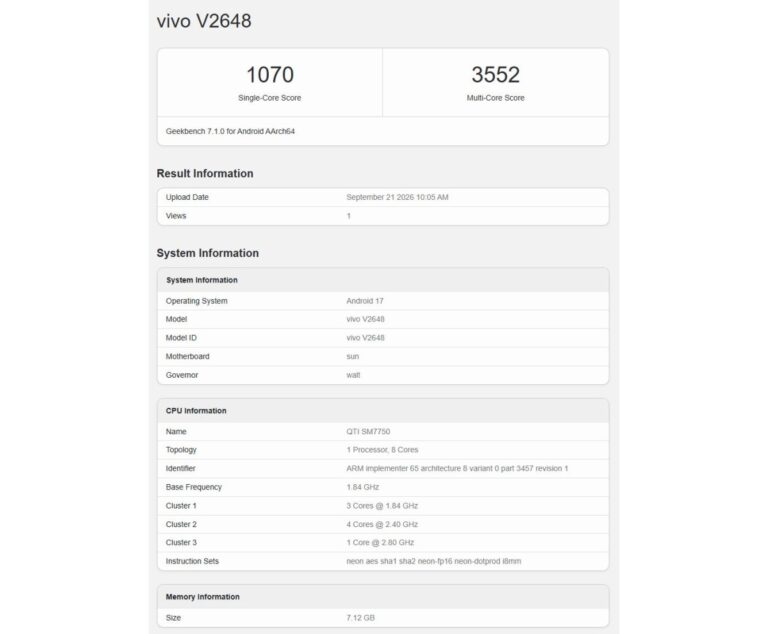 vivo V80 exécute Geekbench juste au moment où une nouvelle vidéo teaser est publiée