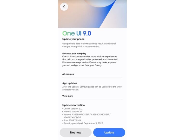 La mise à jour One UI 9 du Samsung Galaxy A36 débarque en Europe