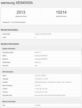 Samsung Googlebook apparaît sur Geekbench avec un chipset Snapdragon X Elite