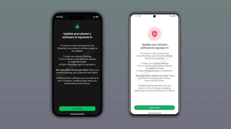 WhatsApp peut vous empêcher de vous connecter si vous disposez d&rsquo;anciennes versions d&rsquo;iOS ou d&rsquo;Android